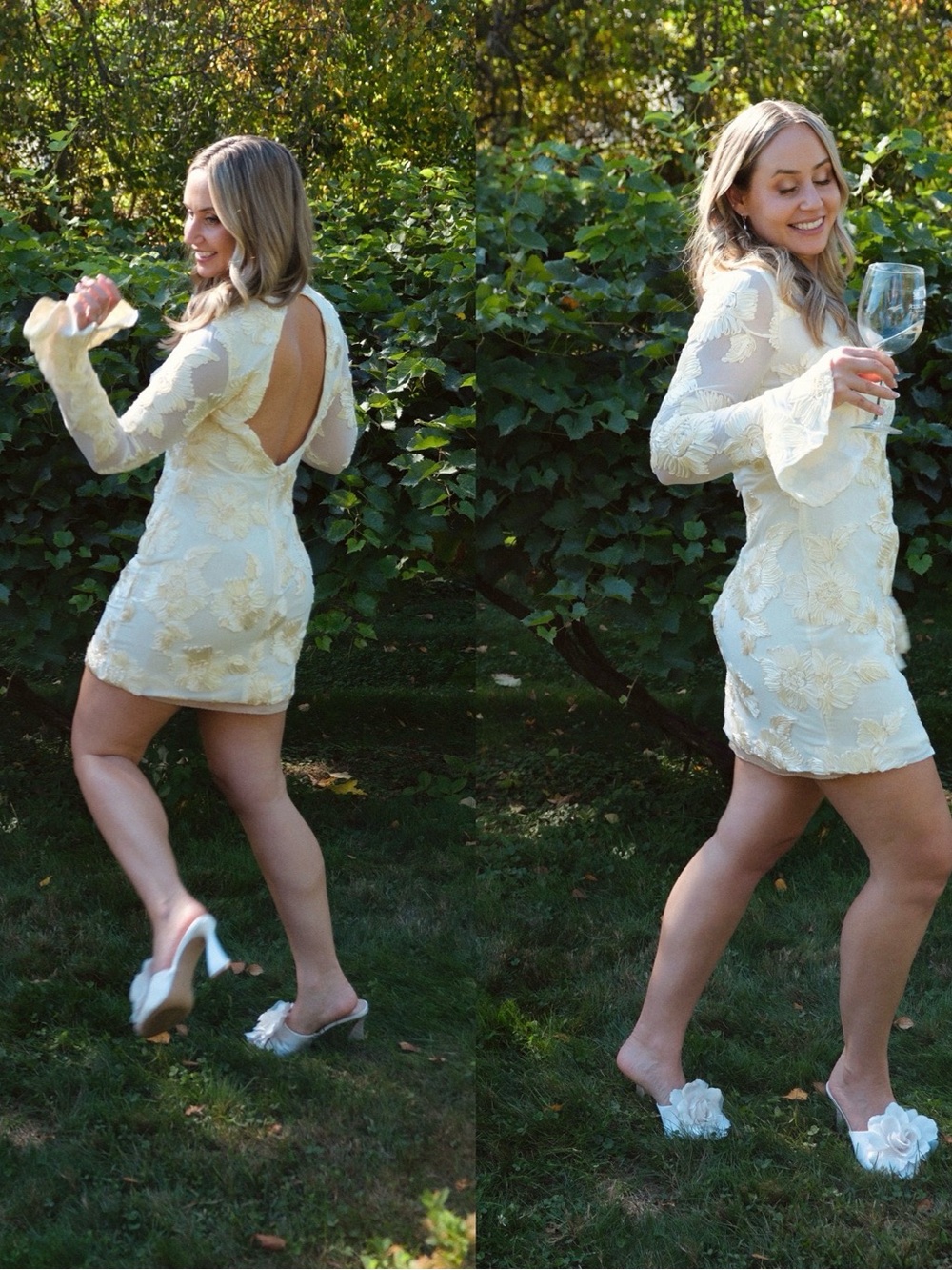 VICI Cream Embellished Floral Dress